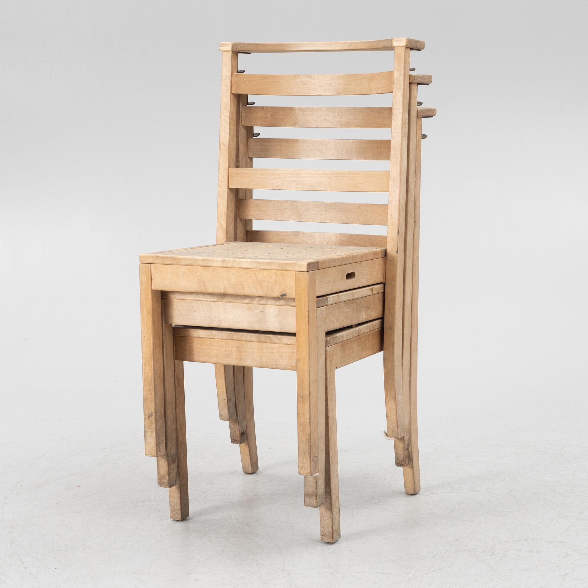 Ella Öström, a set of six chairs, for St. Thomas Church, Vällingby, 1960.