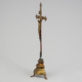 A BRONZE CRUCIFIX, 18th century.