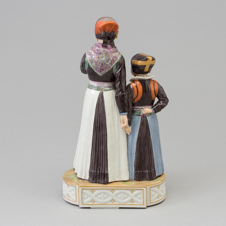 A Royal Copenhagen porcelain figure group, 'Amager', Denmark, second half of the 20th century.