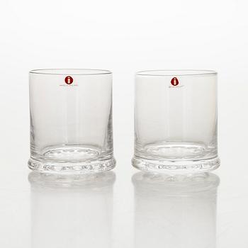 Timo Sarpaneva, drinking glasses, 16 pcs, "Helminauha" (Pearl Band), Iittala 1964-1973.
