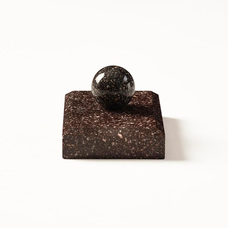 A 'Blyberg' porphyry Empire paperweight from Älvdalen, first part 19th century.