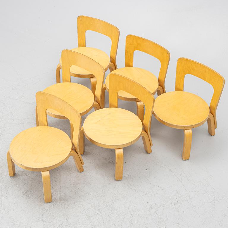 Alvar Aalto, children's chairs, 6 pcs, Artek, Finland.