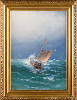 Ludvig Richarde, Ships in a Stormy Sea.
