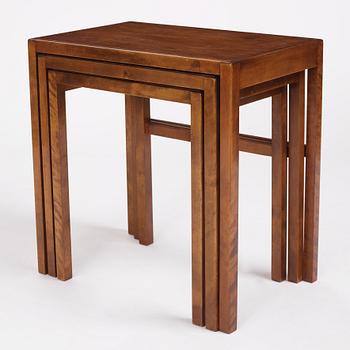 Axel Einar Hjorth, three nesting tables, Nordiska Kompaniet, Sweden, designed in 1937.