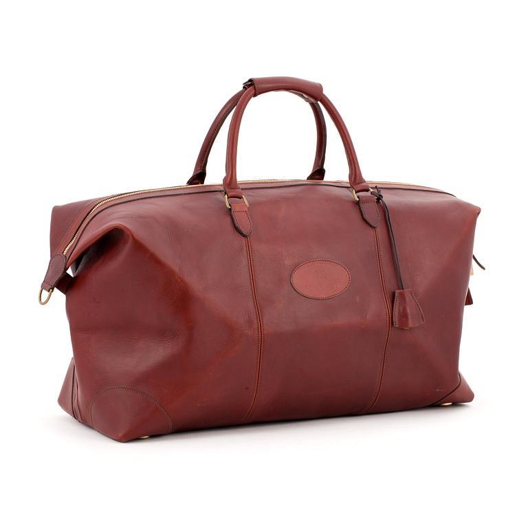 MULBBERY, a brown leather weekend bag,