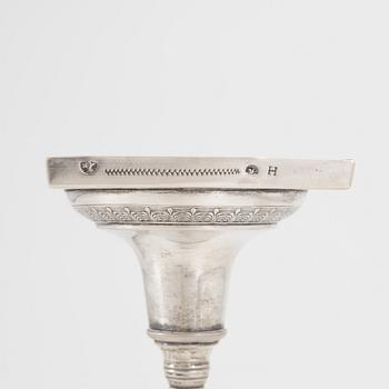 A pair of late empire silver candlesticks, probably Berlin, Germany mid 19th century.