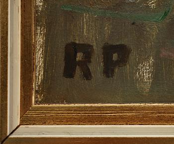RAGNAR PERSON, olja på pannå, monogramsign.