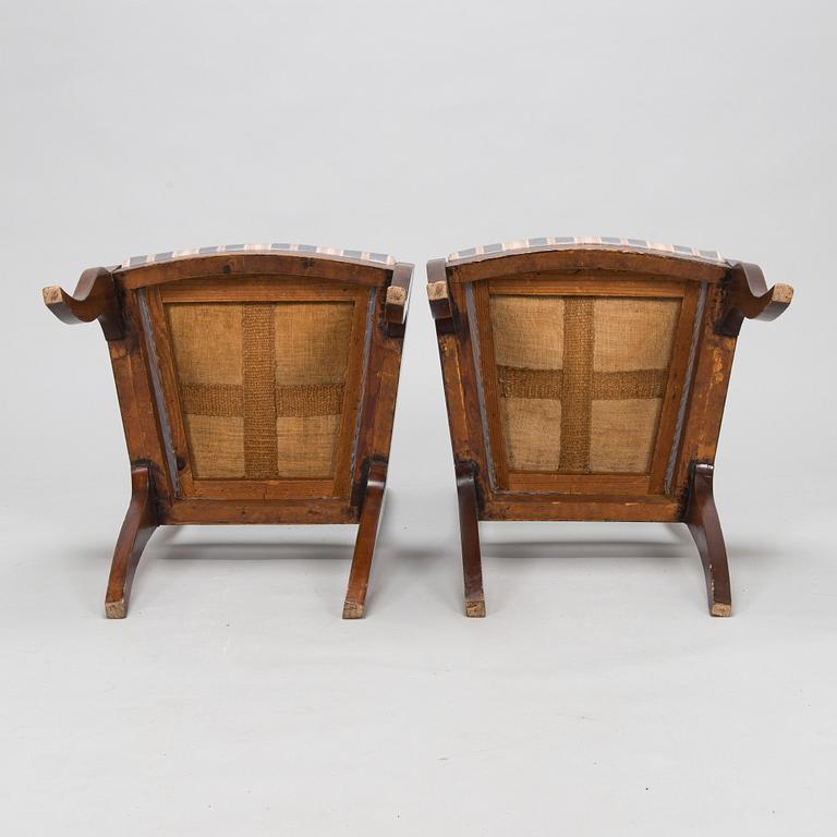 Four Biedermeier chairs, presumably Finland 1830s-50s.