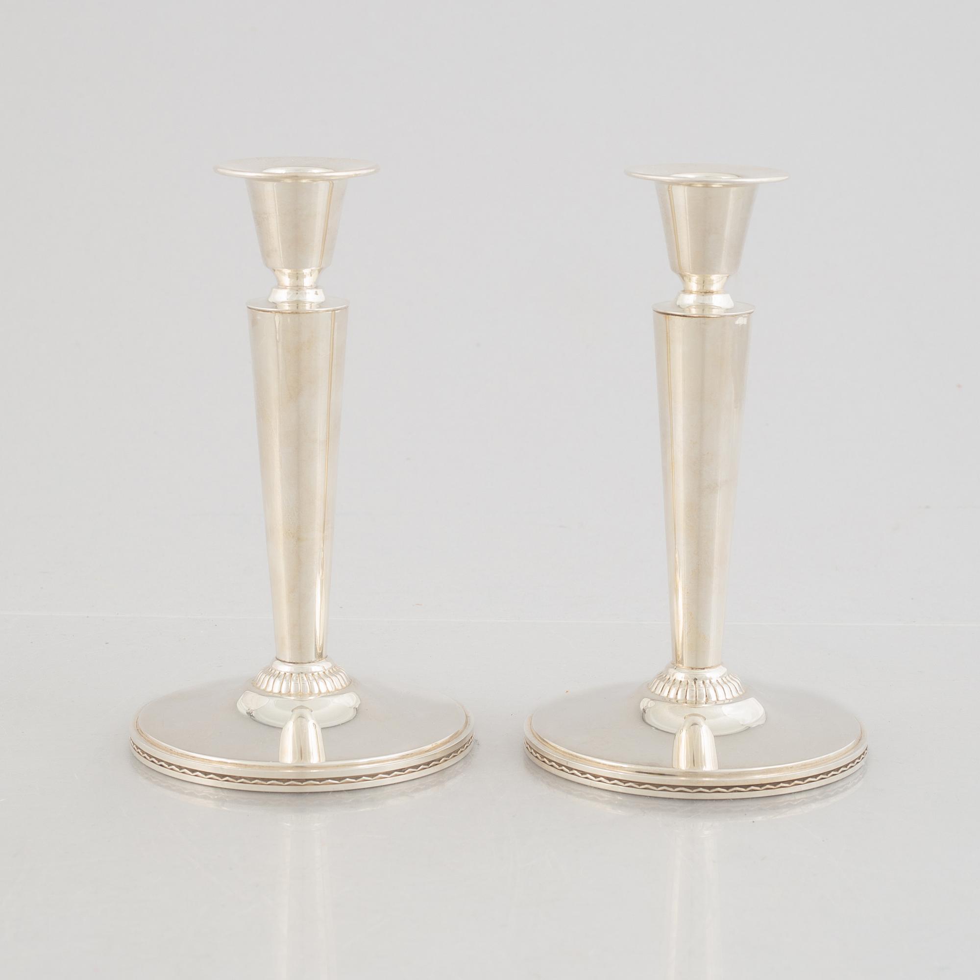 Eric Råström, ljusstakar, ett par, silver, CG Råström, Stockholm 1969.