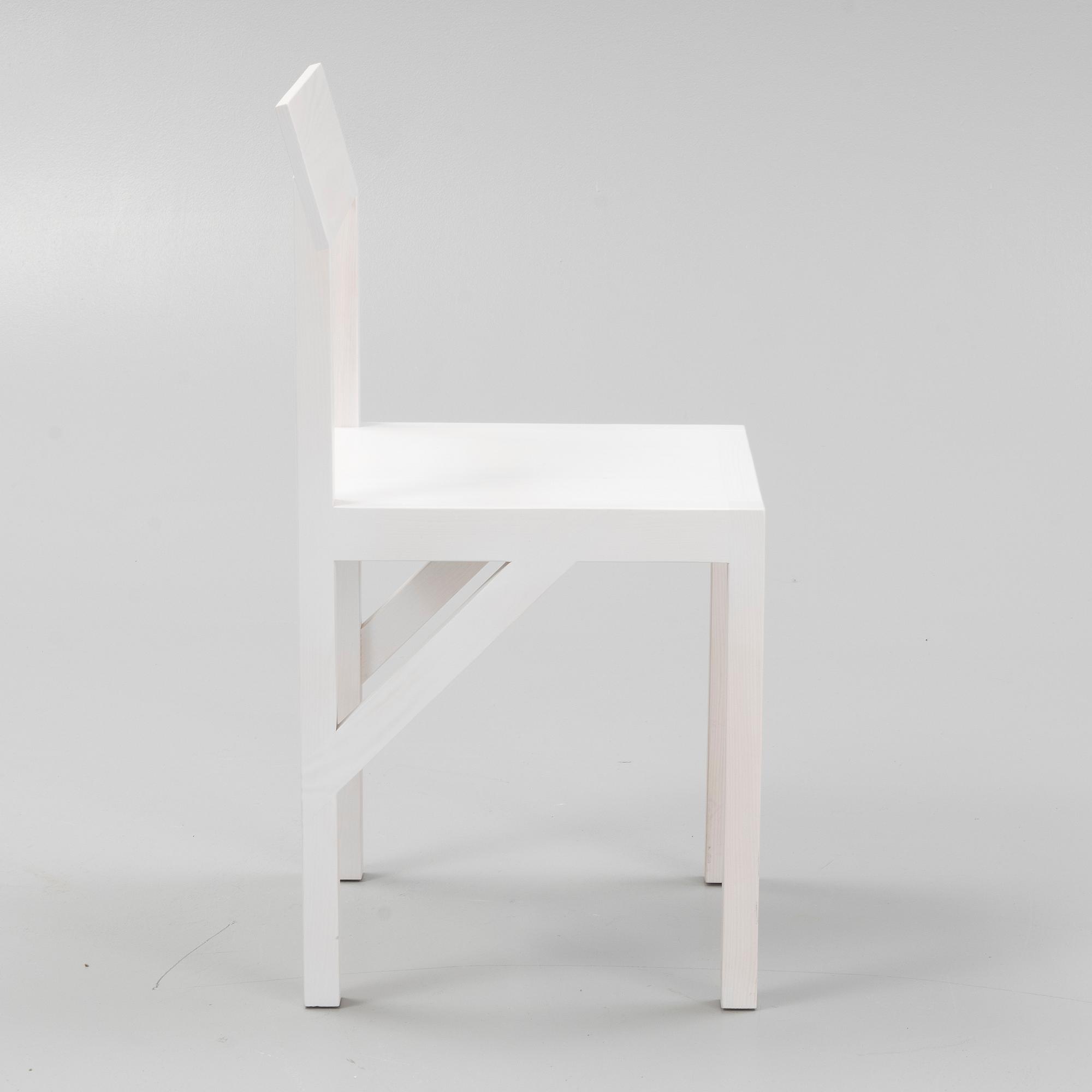 A signed white stained 'Bracket Chair' by Frederik Gustav for Frama, Copenhagen 2023.
