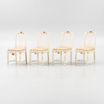 A set of four Gustavian chairs, Lindome, around the year 1800.