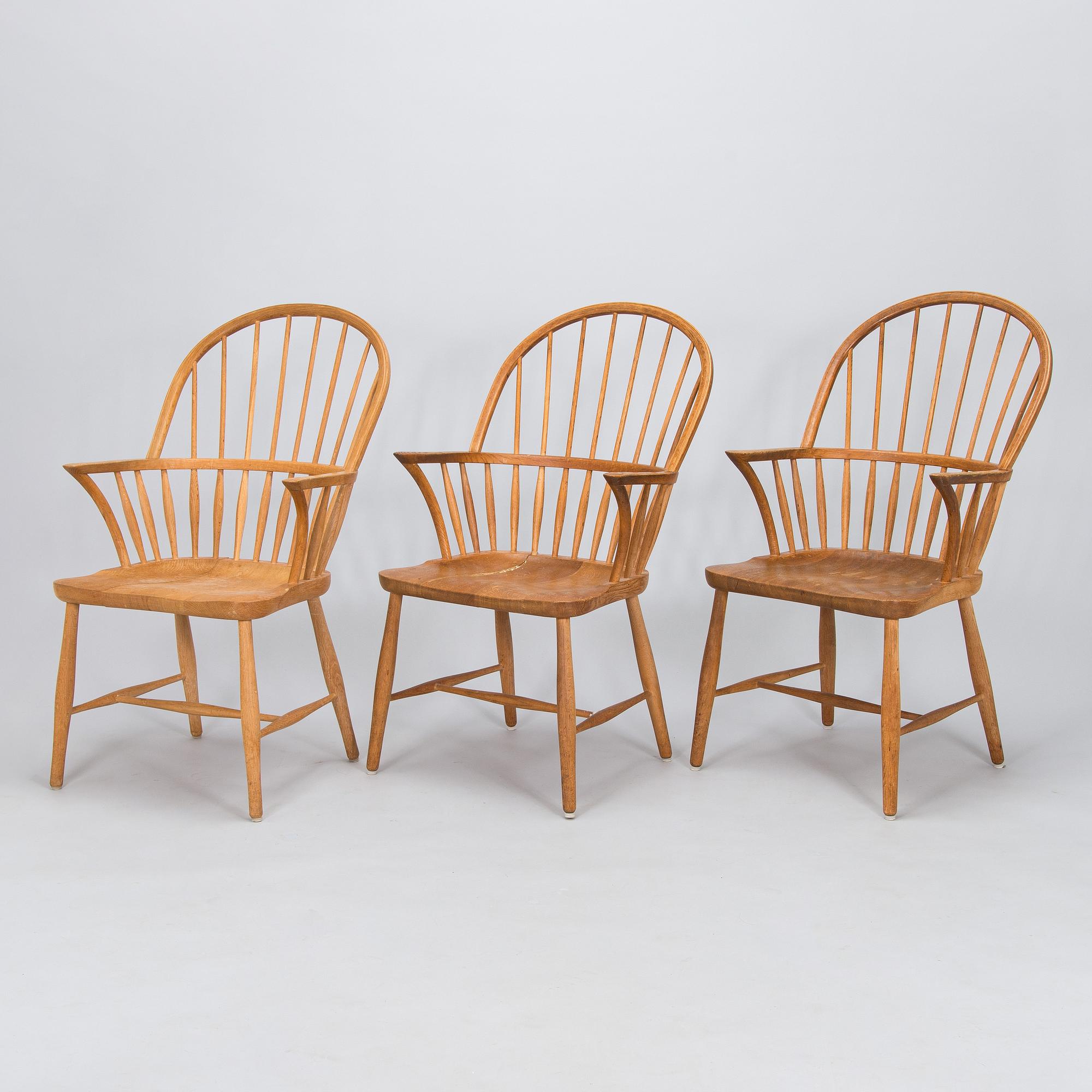 Nojatuoleja, 3 kpl, 1900-luvun loppupuoli.