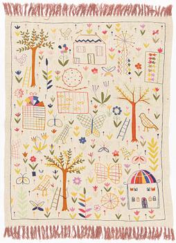 Rug, Kilim, hand-embroidered, 198 x 156 cm.