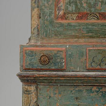 A Swedish polychrome-painted rococo cabinet, late 18th century.