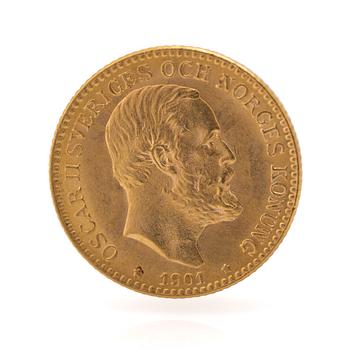 Gold coin Sweden, Oscar II 10 kronor, 1901.