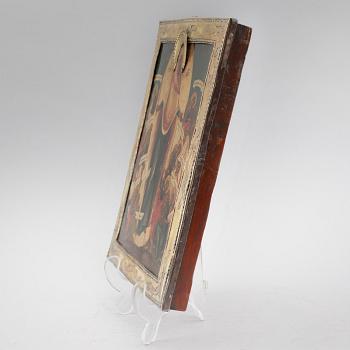 IKON, tempera på pannå, basma av förgyllt silver, St Petersburg, 1775.