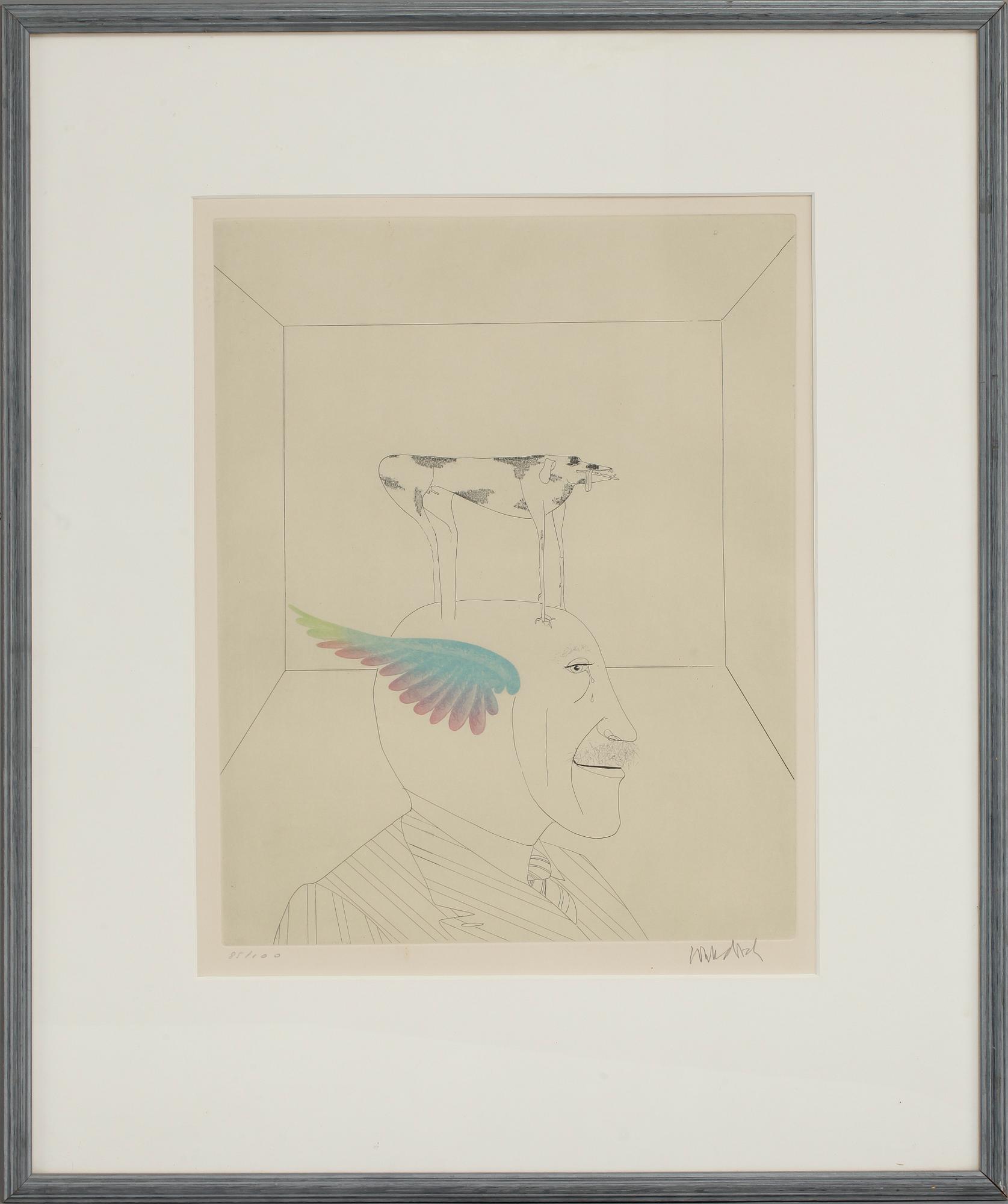 PAUL WUNDERLICH, färgetsning, sign och numr 85/100.