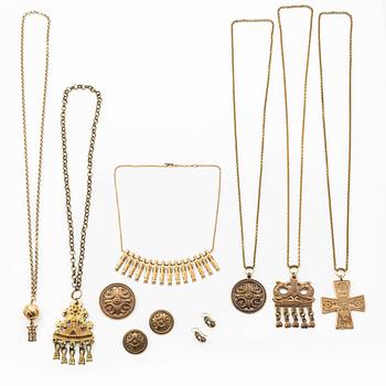 Jewellery, Kalevala Koru, 10 pieces, bronze.