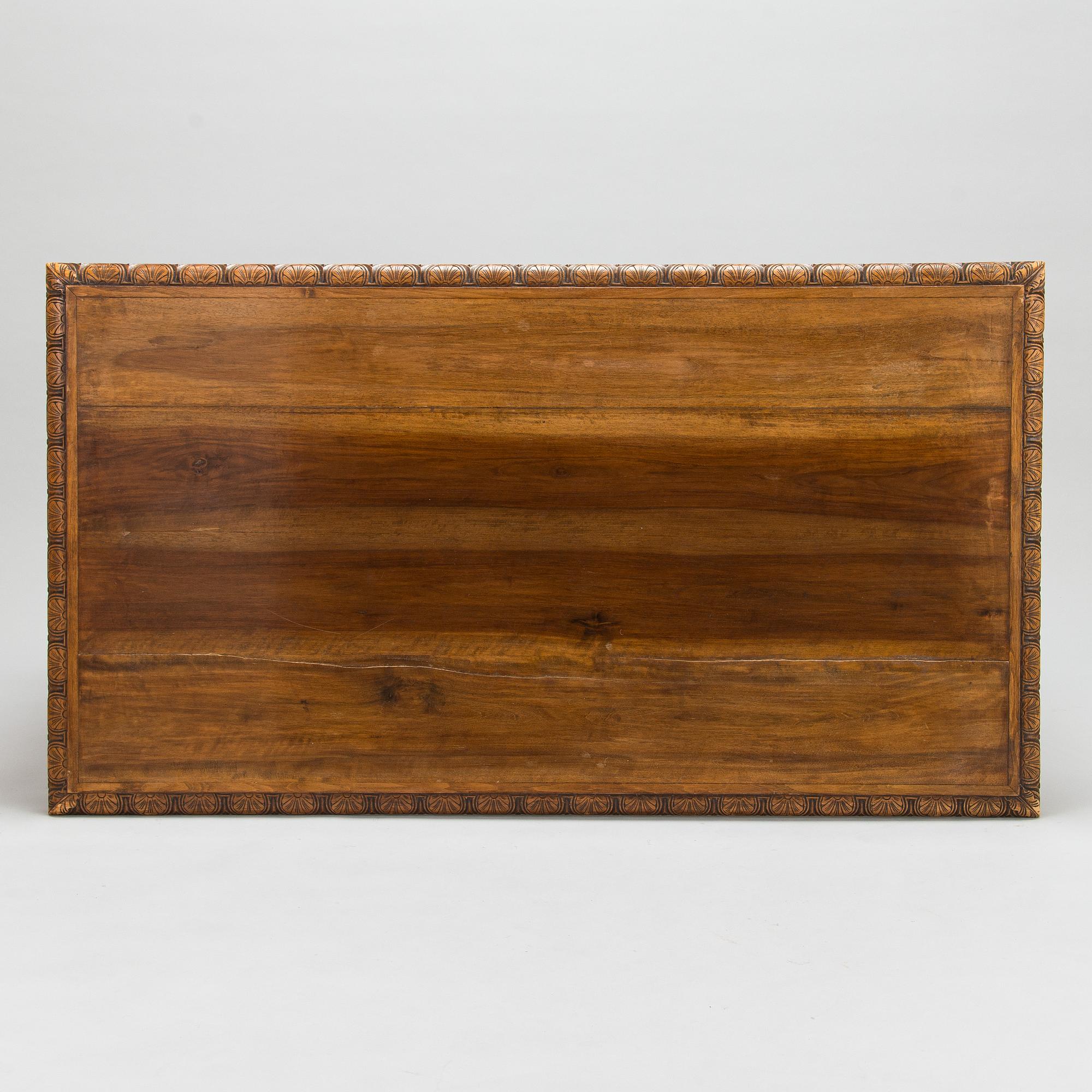 Walnut table, based on a model from Palazzo Pesaro in Venice, Purchased in 1893, Italy.