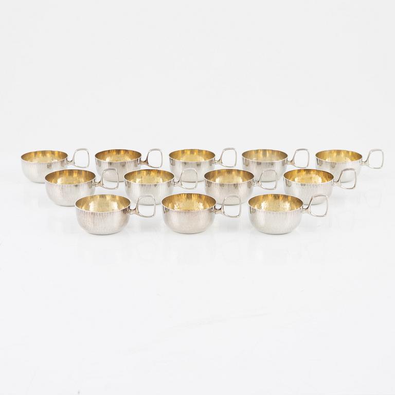 Twelve Swedish Silver Punsch Cups. Eric Löfman, KG Markströms, Uppsala 1977.