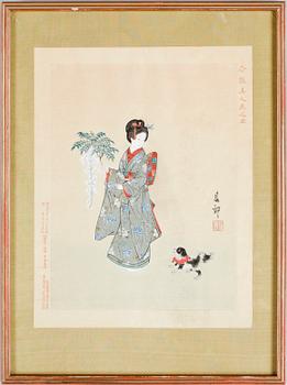 OKÄND KONSTNÄR, träsnitt, 7 st, Japan, 1900-talets första hälft.