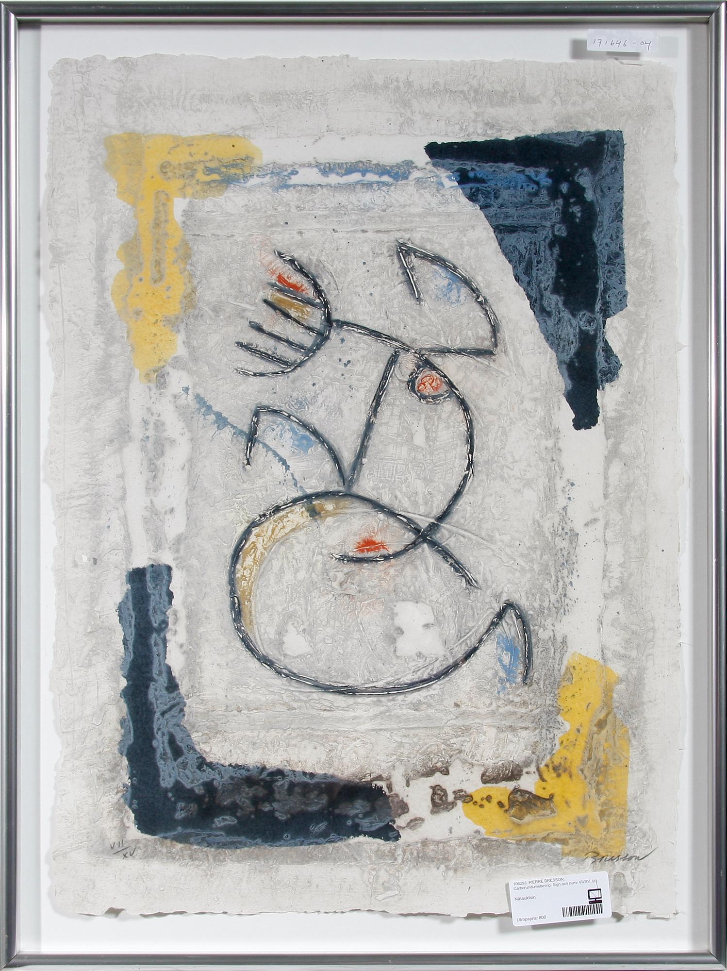 PIERRE BRESSON, Carborundumetsning. Sign och numr VII/XV.