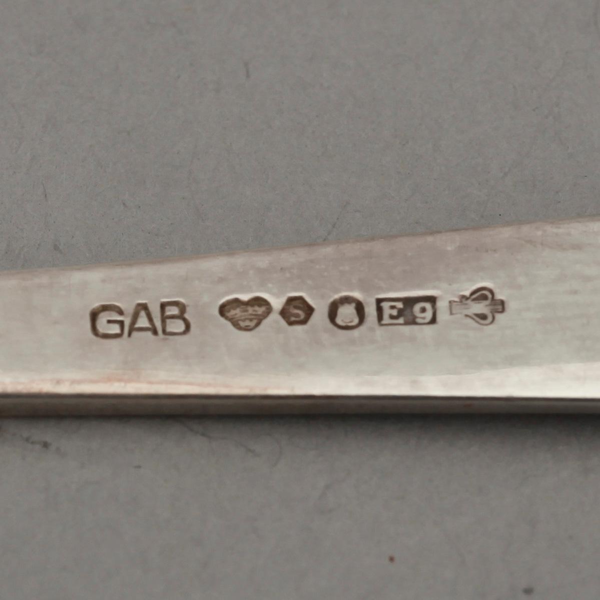 KAFFESKEDAR, 12 st, silver, "Rosenholm", GAB, 1900-tal, vikt 146g.