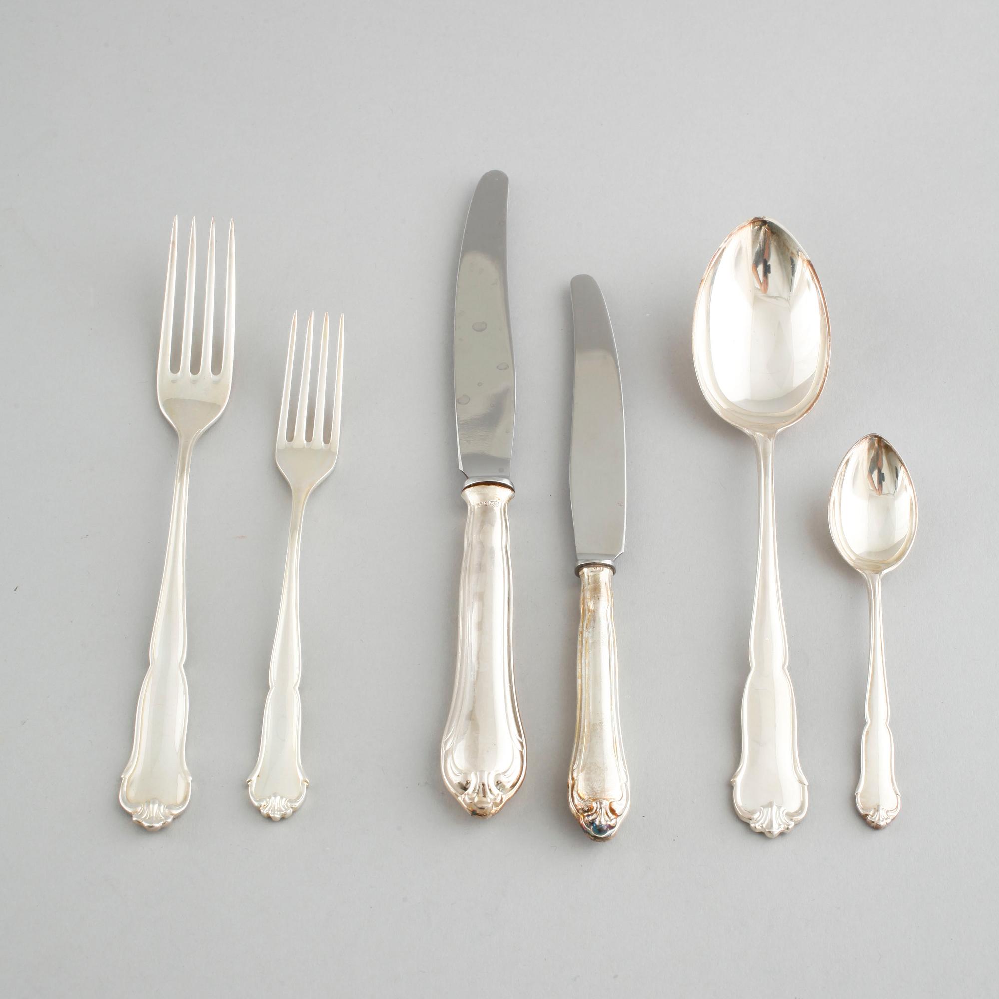 72 silver cutlery by C.G Hallberg, Stockholm, 20th century.
