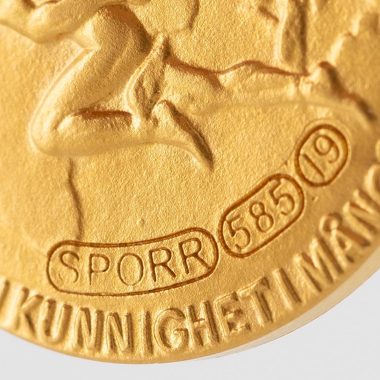 Medal, 14k gold, LM Ericsson, for merit and skill.