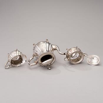 KAFFESERVIS, 3 delar, silver, kontrollmästarstämpel Johannes Siggaard, Köpenhamn 1941.