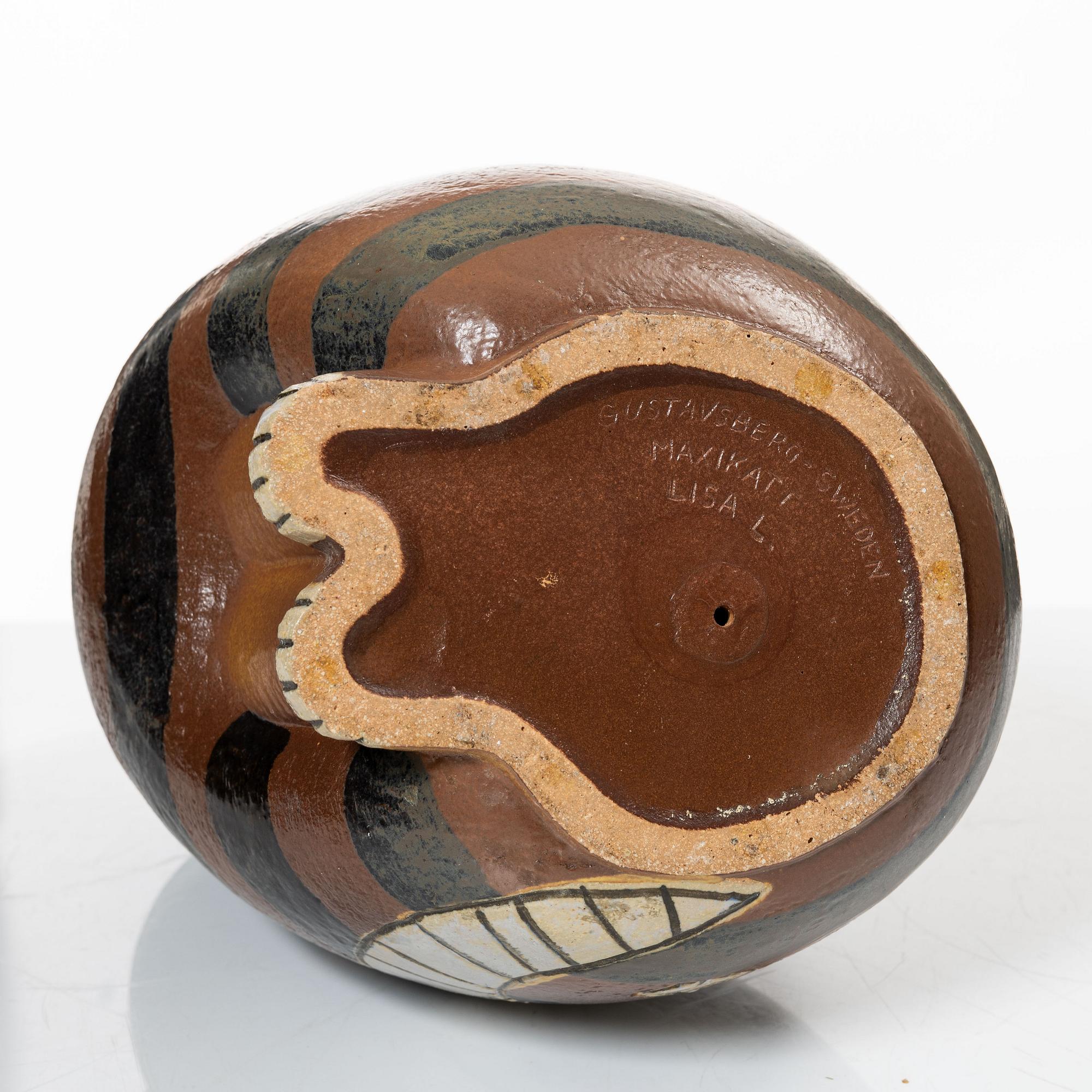 Lisa Larson, a 'Maxikatt' stoneware sculpture, from the series 'Stora Zoo', Gustavsberg.