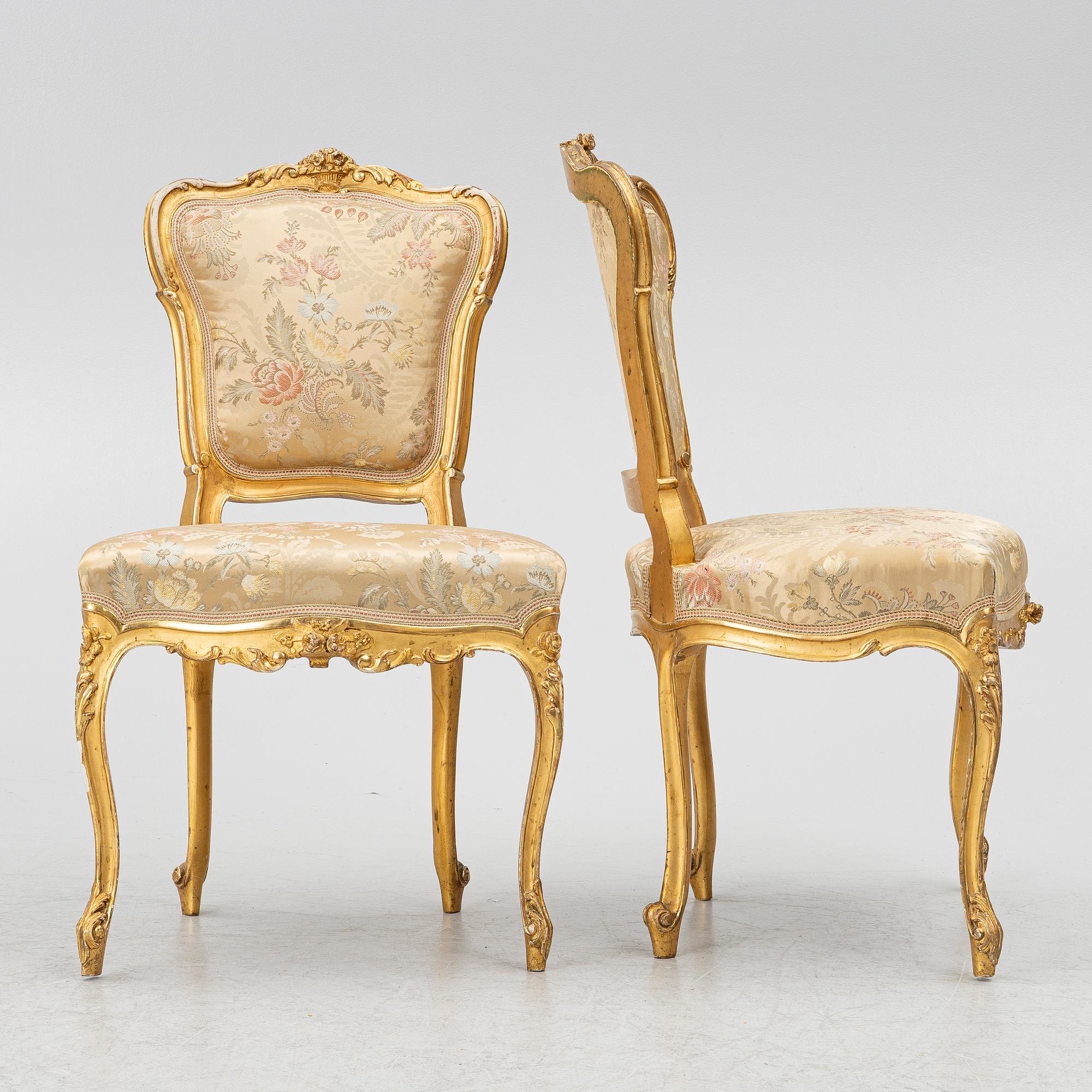 Stolar, 4 st,Louis XV-stil, omkring år 1900.