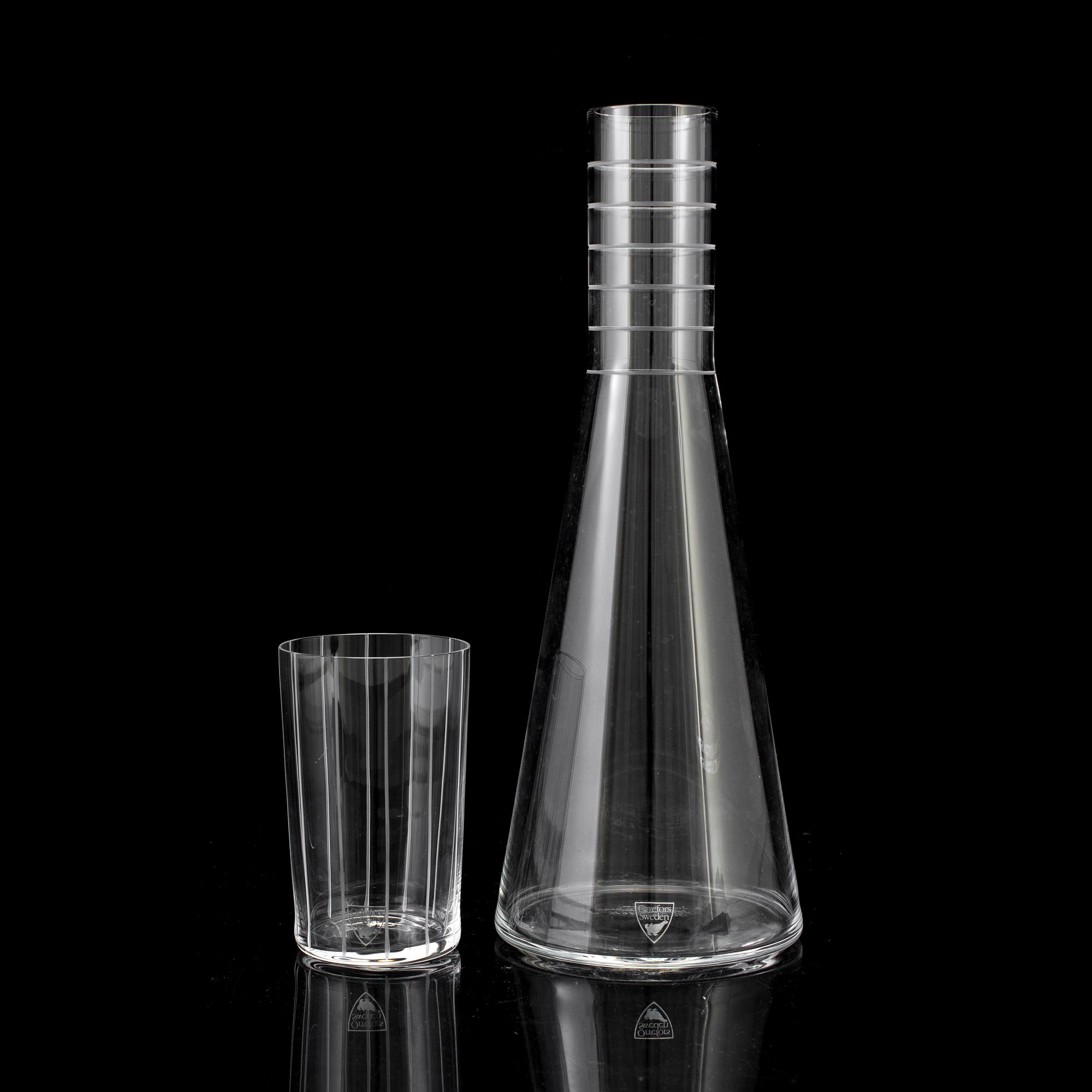 INGEGERD RÅMAN, karaff med glas, glas, Orrefors, signerade.