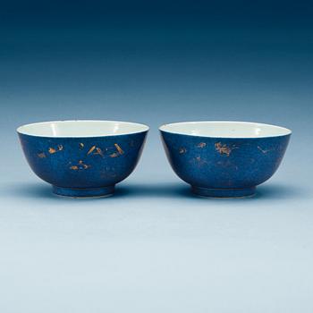 1795. A pair of powder blue bowls, Qing dynasty, 18th Century.