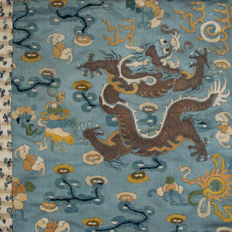 Two silk textiles, late Qing dynasty.