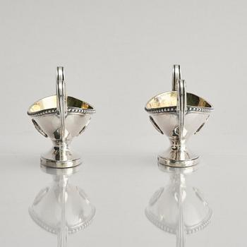 A Swedish pair of 18th century parcel-gilt silver salt-cellars, marks of Petter Eneroth, Stockholm 1785.