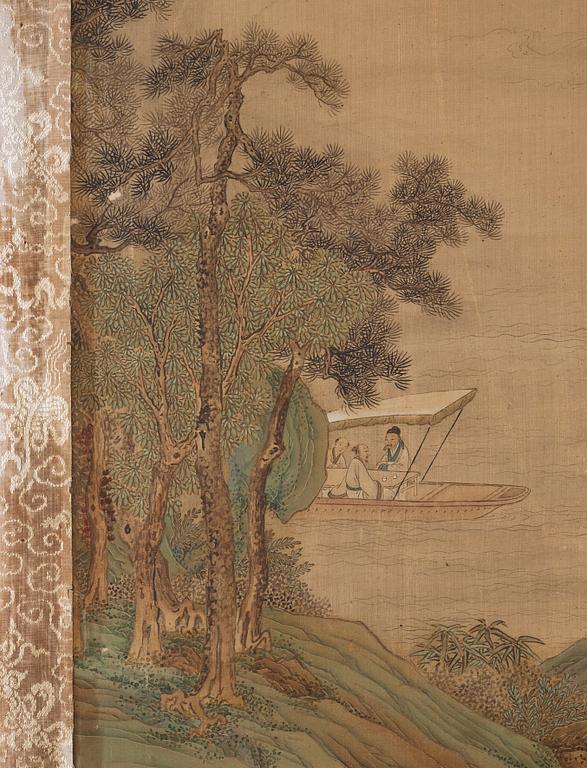 A large landscape painting in the style of Wen Peng (1498-1573), Qing dynasty, 19th century.