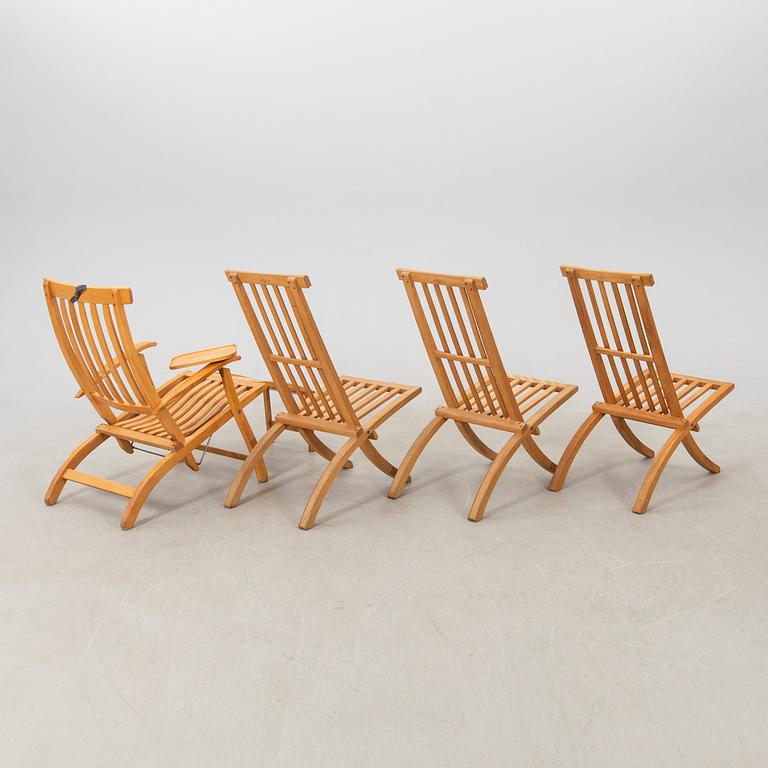 Deck chairs 4 pcs Stockamöllan late 20th century/early 21st century.