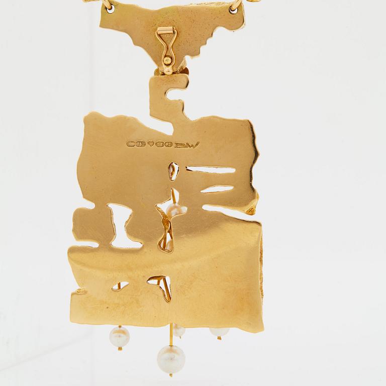 Björn Weckström, a necklace "Flowering wall", Lapponia 1968,  18K gold, pendant with pearls.