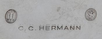 SÅSKÅLAR 2 st SAMT SKEDAR 5 st, silver, bla CC Hermann. Danmark 1900-tal.