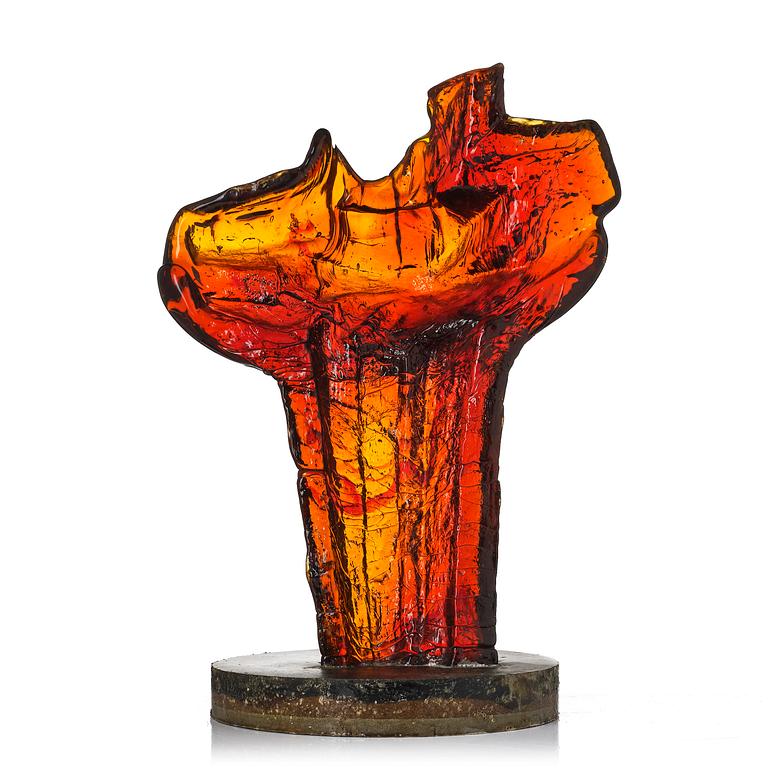 Edvin Öhrström, a cast glass sculpture, Lindshammar Glassworks, 1975.