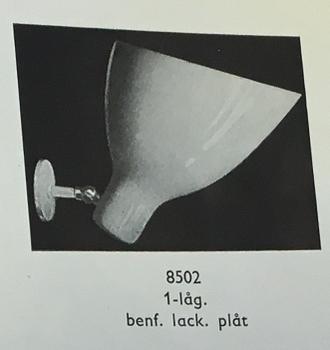 Gunnar Asplund, vägglampa, modell "8502", Arvid Böhlmarks Lampfabrik, Stockholm, 1930-tal.