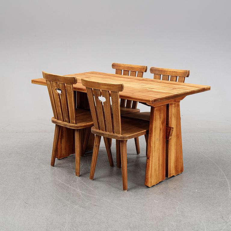 A 5 piece pine dining suite, Sweden, mid 20th century.