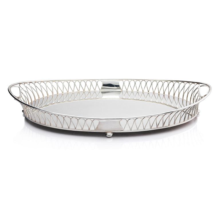 A silver plated tray, mark of company A.G. Dufva, Stockholm, Sweden 20th century.