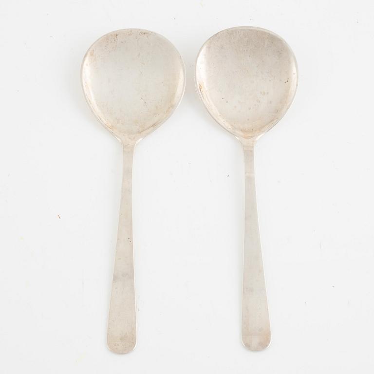 Two Swedish silver serving spoon, mark of Wiwen Nilsson, Lund 1963.