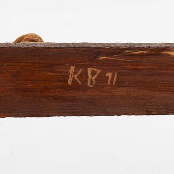 Kjell Bergqvist, a Sami carved birch sculpture, Malmberget, signed KB and dated 75.