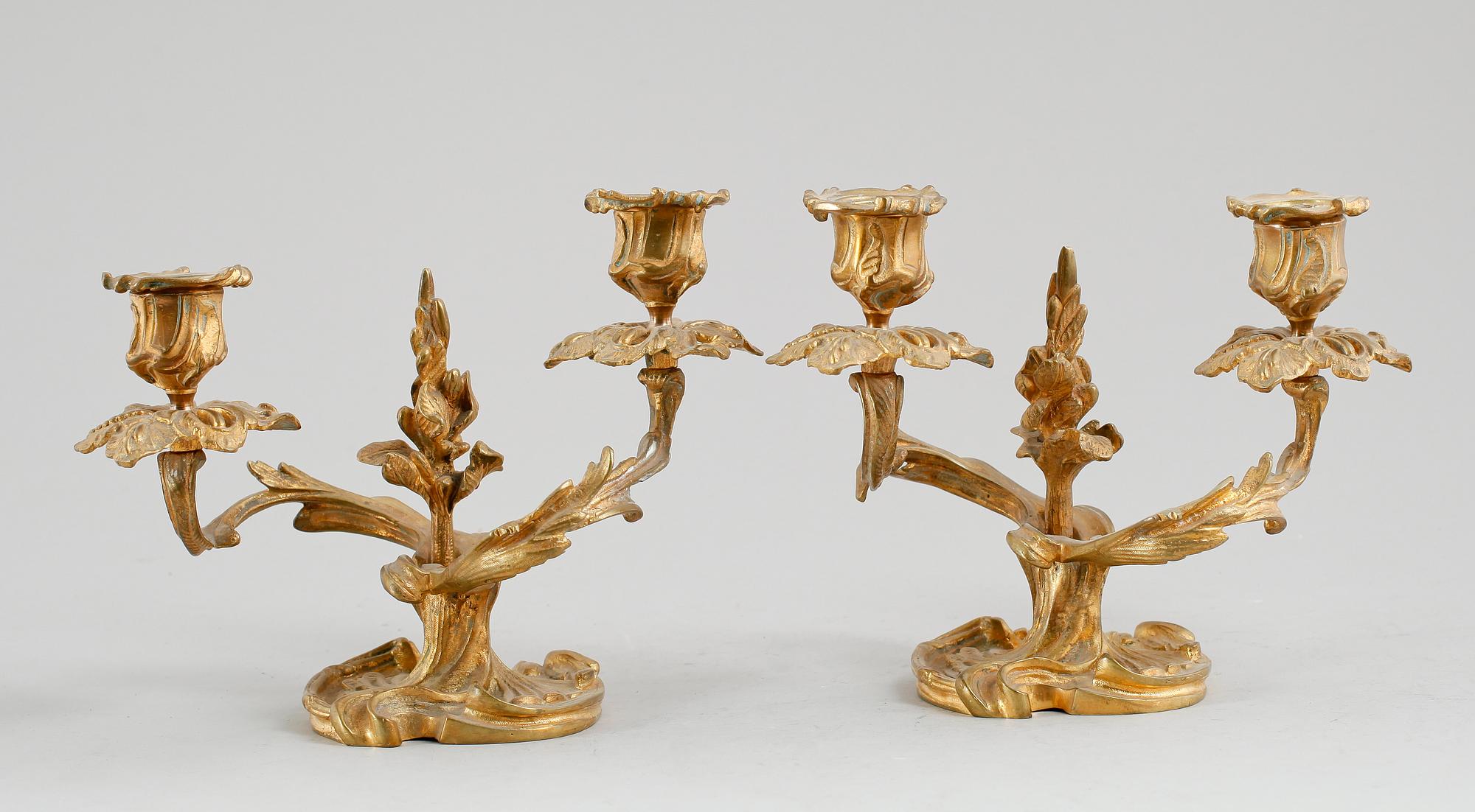 KANDELABRAR, 1 par, förgylld brons, 1800-tal.