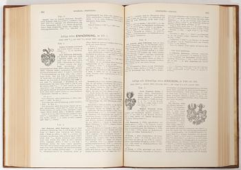 Nine volumes of Gustaf Elgenstierna's 'Den introducerade svenska adelns ättartavlor', 1925-1936.