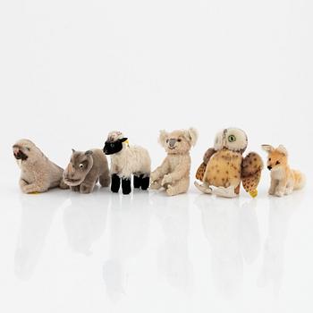 A set of six vintage plush animals, Steiff, Germany, second half of the 20th Century.