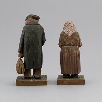 HERMAN ROSELL, sculptures, 2, painted wood, signed and dated 1930.